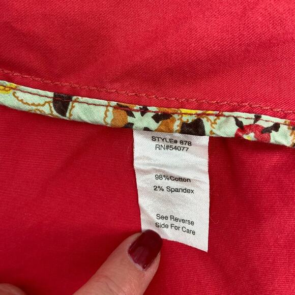 CAbi Blazer Jacket Size 8 Red Single Button Notch Collar Cotton Spandex Stretch - Picture 10 of 11